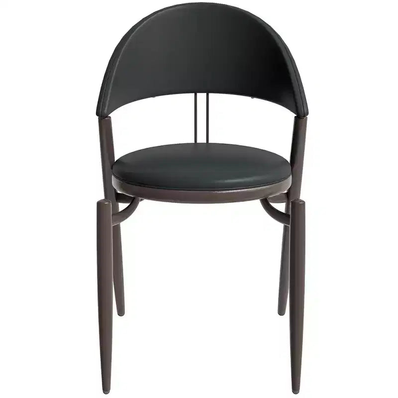Chaise de salle à manger moderne en cuir LeisureMod Venice, chaise d'appoint rembourrée à dossier ouvert, pieds en métal, parfaite pour une salle à manger du milieu du siècle, aucun assemblage requis