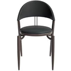 Chaise de salle à manger moderne en cuir LeisureMod Venice, chaise d'appoint rembourrée à dossier ouvert, pieds en métal, parfaite pour une salle à manger du milieu du siècle, aucun assemblage requis