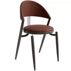 Chaise de salle à manger moderne en cuir LeisureMod Venice, chaise d'appoint rembourrée à dossier ouvert, pieds en métal, parfaite pour une salle à manger du milieu du siècle, aucun assemblage requis