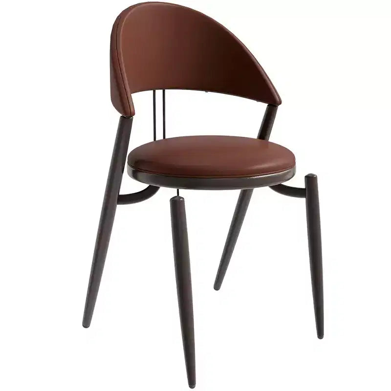 Chaise de salle à manger moderne en cuir LeisureMod Venice, chaise d'appoint rembourrée à dossier ouvert, pieds en métal, parfaite pour une salle à manger du milieu du siècle, aucun assemblage requis