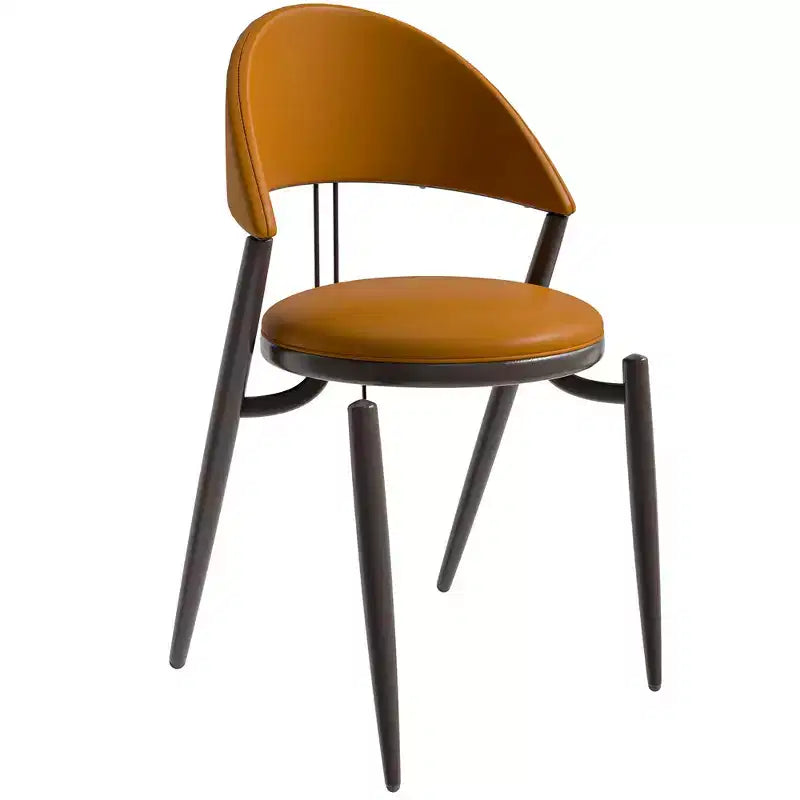 Chaise de salle à manger moderne en cuir LeisureMod Venice, chaise d'appoint rembourrée à dossier ouvert, pieds en métal, parfaite pour une salle à manger du milieu du siècle, aucun assemblage requis