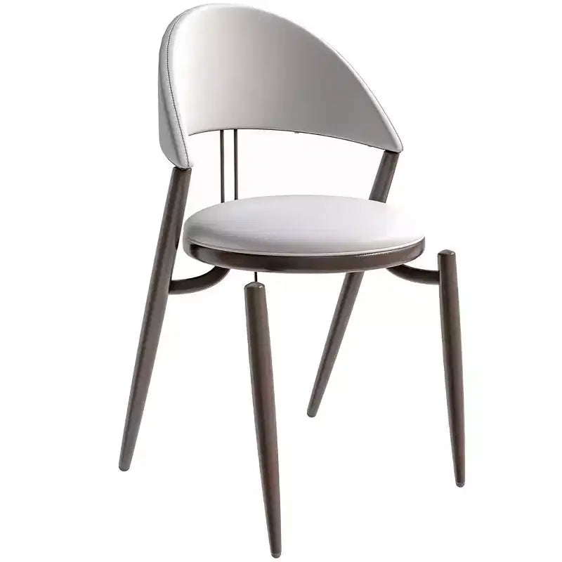 Chaise de salle à manger moderne en cuir LeisureMod Venice, chaise d'appoint rembourrée à dossier ouvert, pieds en métal, parfaite pour une salle à manger du milieu du siècle, aucun assemblage requis