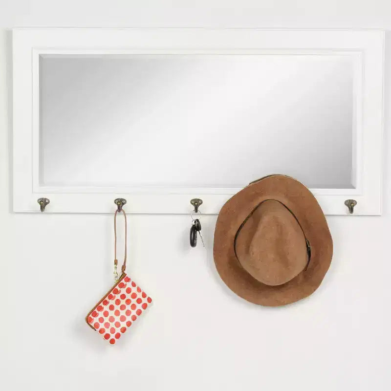 Miroir de pub 36 x 18 po avec crochets métalliques - DesignOvation