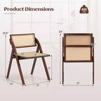 Costway Chaises de Salle à Manger Pliantes Lot de 2/4 avec Dossier et Assise en Rotin Tressé, Cadre en Bois d'Hévéa Marron