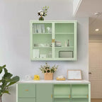 Meuble mural de salle de bain avec étagères amovibles, armoire de rangement murale à double porte vitrée, buffet de cuisine pour salle de bain et cuisine