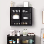 Bathroom Cabinet Wall Mounted with Detachable Shelves,Double Glass Door Wall Storage Cabinet,Kitchen Pantry Sideboard for Bathroom Kitchen