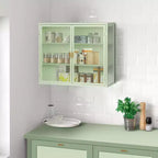 Meuble mural de salle de bain avec étagères amovibles, armoire de rangement murale à double porte vitrée, buffet de cuisine pour salle de bain et cuisine