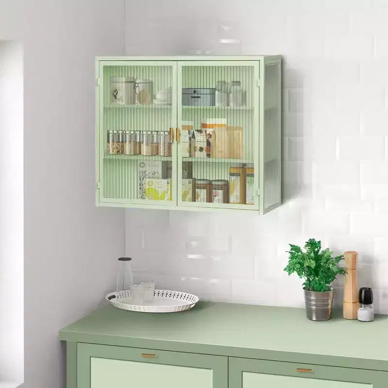 Meuble mural de salle de bain avec étagères amovibles, armoire de rangement murale à double porte vitrée, buffet de cuisine pour salle de bain et cuisine