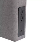Tête de lit Merrick Lane en faux lin avec revêtement élégant, double option de suspension, station de charge avec 2 prises, port USB, port USB-C