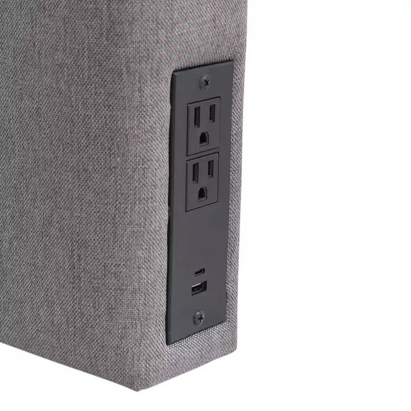 Tête de lit Merrick Lane en faux lin avec revêtement élégant, double option de suspension, station de charge avec 2 prises, port USB, port USB-C