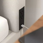Tête de lit Merrick Lane en faux lin avec revêtement élégant, double option de suspension, station de charge avec 2 prises, port USB, port USB-C
