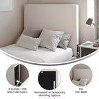 Tête de lit Merrick Lane en faux lin avec revêtement élégant, double option de suspension, station de charge avec 2 prises, port USB, port USB-C