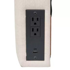 Tête de lit Merrick Lane en faux lin avec revêtement élégant, double option de suspension, station de charge avec 2 prises, port USB, port USB-C