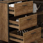 Famapy Buffet de cuisine en bois de 150 cm avec portes métalliques, 3 tiroirs et étagères pour salle à manger
