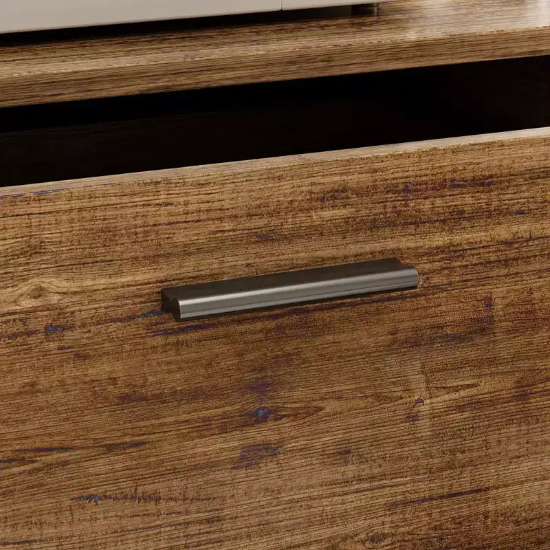 Famapy Buffet de cuisine en bois de 150 cm avec portes métalliques, 3 tiroirs et étagères pour salle à manger