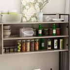 Famapy Buffet de cuisine en bois de 150 cm avec portes métalliques, 3 tiroirs et étagères pour salle à manger