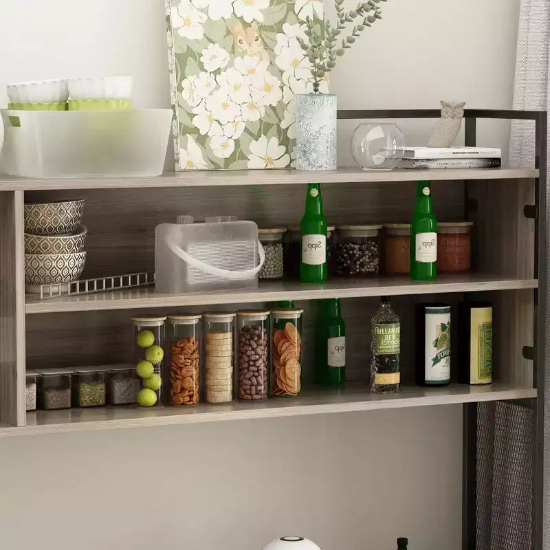 Famapy Buffet de cuisine en bois de 150 cm avec portes métalliques, 3 tiroirs et étagères pour salle à manger