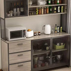 Famapy Buffet de cuisine en bois de 150 cm avec portes métalliques, 3 tiroirs et étagères pour salle à manger