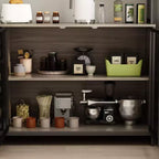 Famapy Buffet de cuisine en bois de 150 cm avec portes métalliques, 3 tiroirs et étagères pour salle à manger