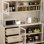 Famapy Buffet de cuisine en bois de 150 cm avec portes métalliques, 3 tiroirs et étagères pour salle à manger