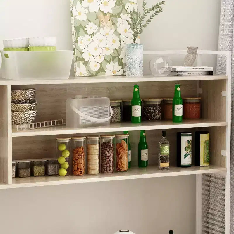 Famapy Buffet de cuisine en bois de 150 cm avec portes métalliques, 3 tiroirs et étagères pour salle à manger