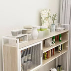 Famapy Buffet de cuisine en bois de 150 cm avec portes métalliques, 3 tiroirs et étagères pour salle à manger