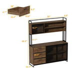 Famapy Buffet de cuisine en bois de 150 cm avec portes métalliques, 3 tiroirs et étagères pour salle à manger