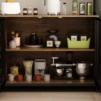 Famapy Buffet de cuisine en bois de 150 cm avec portes métalliques, 3 tiroirs et étagères pour salle à manger