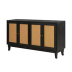 Buffet en rotin, Armoire de rangement d'appoint avec portes en rotin, Buffet de rangement autoportant pour entrée, salon ou couloir