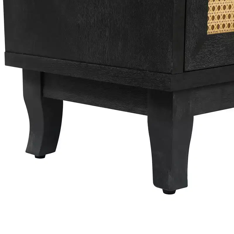 Buffet en rotin, Armoire de rangement d'appoint avec portes en rotin, Buffet de rangement autoportant pour entrée, salon ou couloir