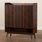 Meuble à chaussures en bois, finition noyer, style moderne Mid-Century, Baxton Studio Delaire