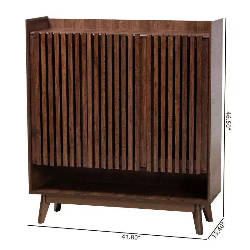 Meuble à chaussures en bois, finition noyer, style moderne Mid-Century, Baxton Studio Delaire
