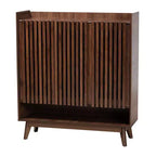 Meuble à chaussures en bois, finition noyer, style moderne Mid-Century, Baxton Studio Delaire
