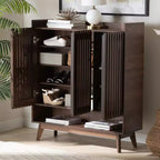 Meuble à chaussures en bois, finition noyer, style moderne Mid-Century, Baxton Studio Delaire