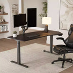 70x29 Unique Shape Office Standing Desk,Smoked Wood,37.99Dx 70'' Wx 29.53- 48.03 H