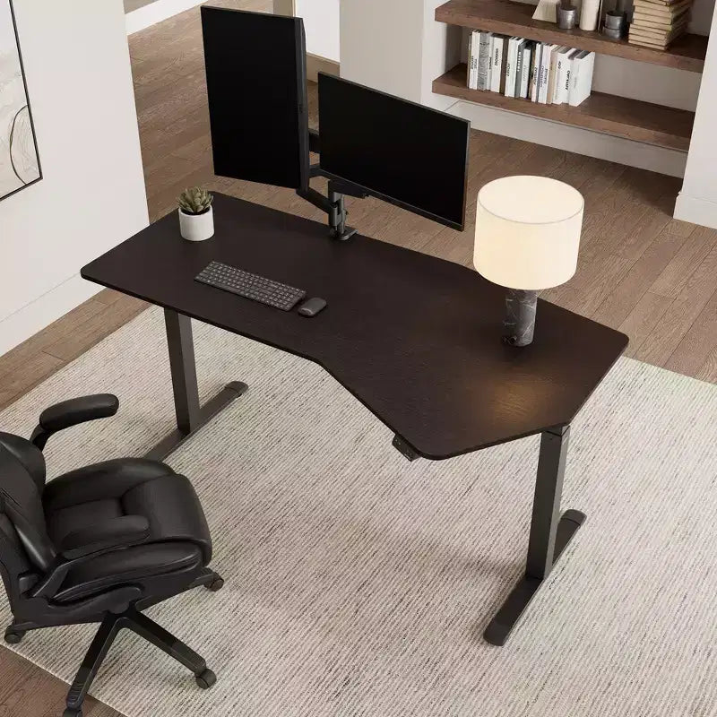 Bureau debout de forme unique 70x29, Bois fumé, 37,99P x 70l x 29,53-48,03 H