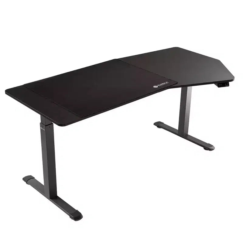 Bureau debout de forme unique 70x29, Bois fumé, 37,99P x 70l x 29,53-48,03 H
