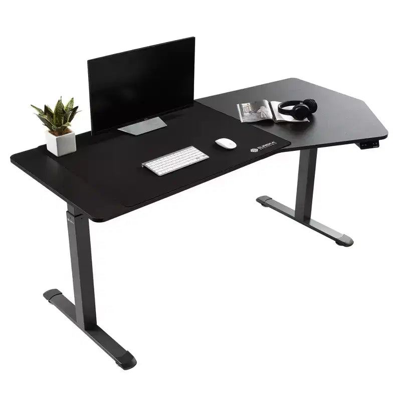 Bureau debout de forme unique 70x29, Bois fumé, 37,99P x 70l x 29,53-48,03 H