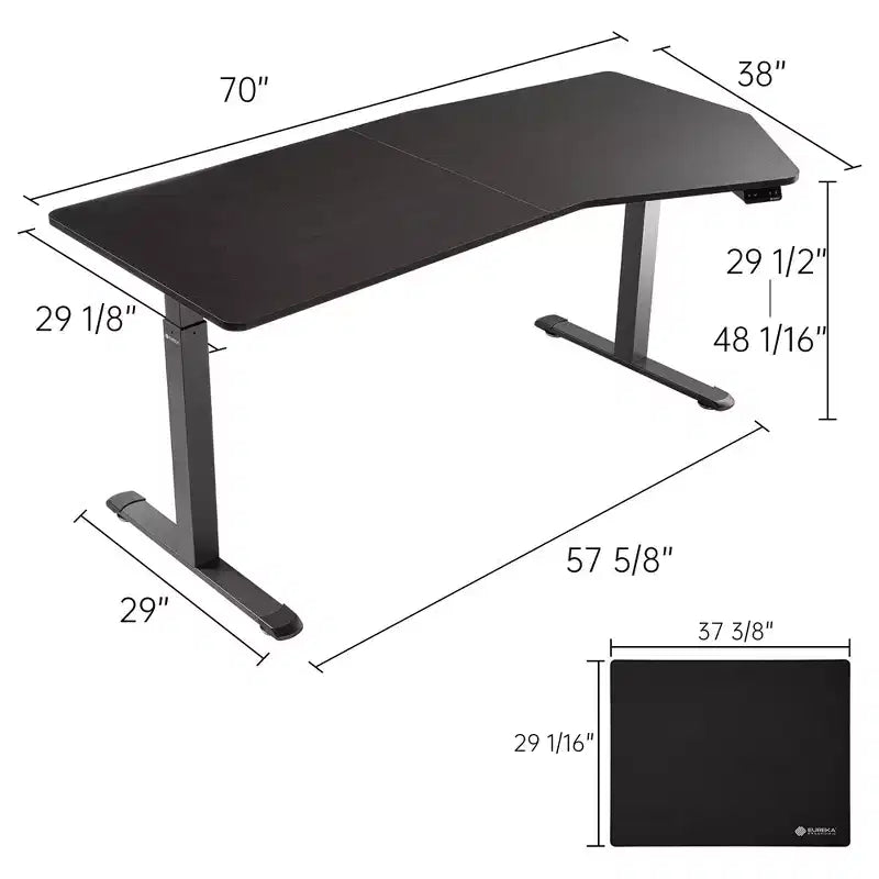 Bureau debout de forme unique 70x29, Bois fumé, 37,99P x 70l x 29,53-48,03 H