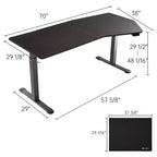 Bureau debout de forme unique 70x29, Bois fumé, 37,99P x 70l x 29,53-48,03 H