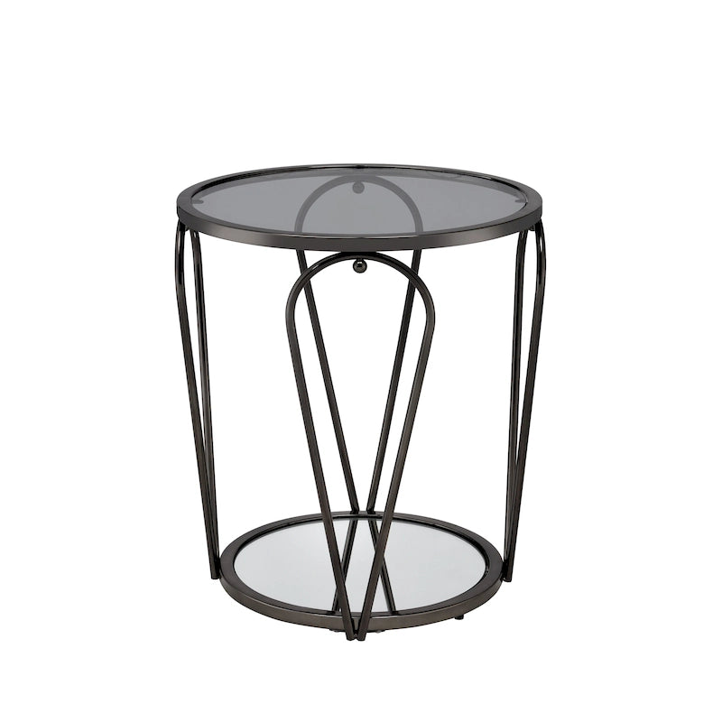 Table d'appoint à plateau en verre 1 étagère de 20 pouces