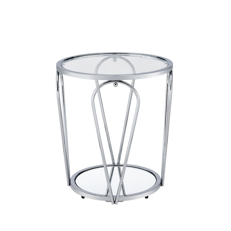 Table d'appoint à plateau en verre 1 étagère de 20 pouces