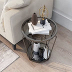 Table d'appoint à plateau en verre 1 étagère de 20 pouces