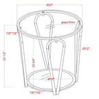 Table d'appoint à plateau en verre 1 étagère de 20 pouces