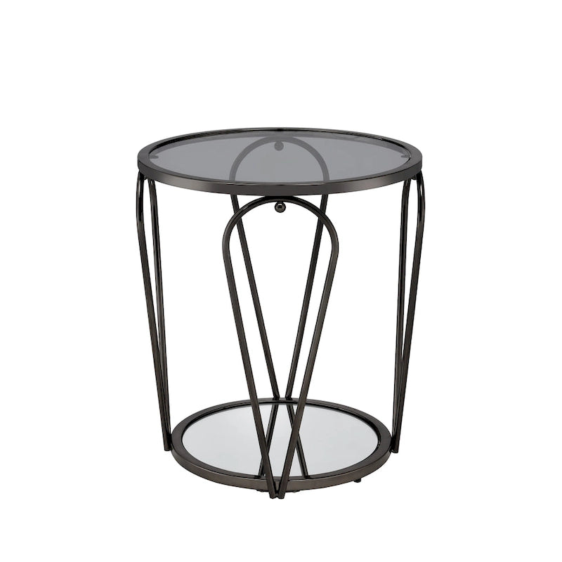 Table d'appoint à plateau en verre 1 étagère de 20 pouces
