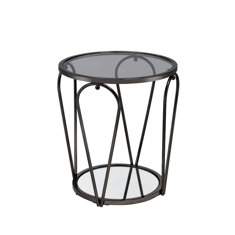 Table d'appoint à plateau en verre 1 étagère de 20 pouces