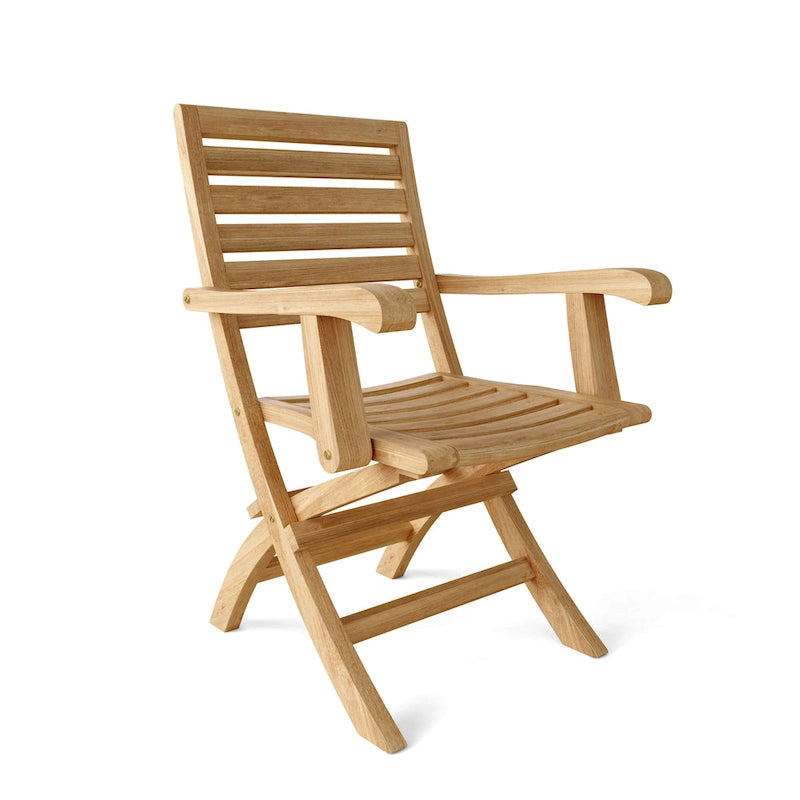 Chaise de salle à manger d'extérieur Andrew en teck - Pliable (Lot de 2)