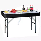 Table pliante de 1,2 m pour fête, bac à glace, avec jupe - Noir