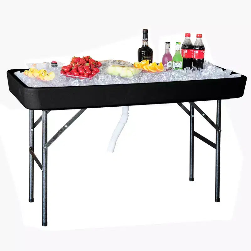 Table pliante de 1,2 m pour fête, bac à glace, avec jupe - Noir