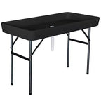 Table pliante de 1,2 m pour fête, bac à glace, avec jupe - Noir
